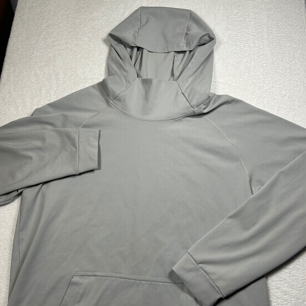 BYLT Elite Drop Cut Pullover Hoodie Men XL Gray Long Sleeve Scuba Neck Active
